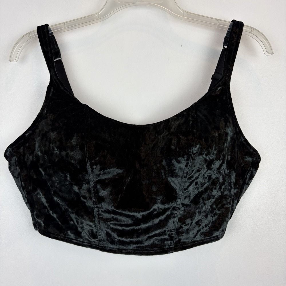 Victorias Secret Pink Corset Top XL Velvety Lightly Lined Dark Green Whimigoth